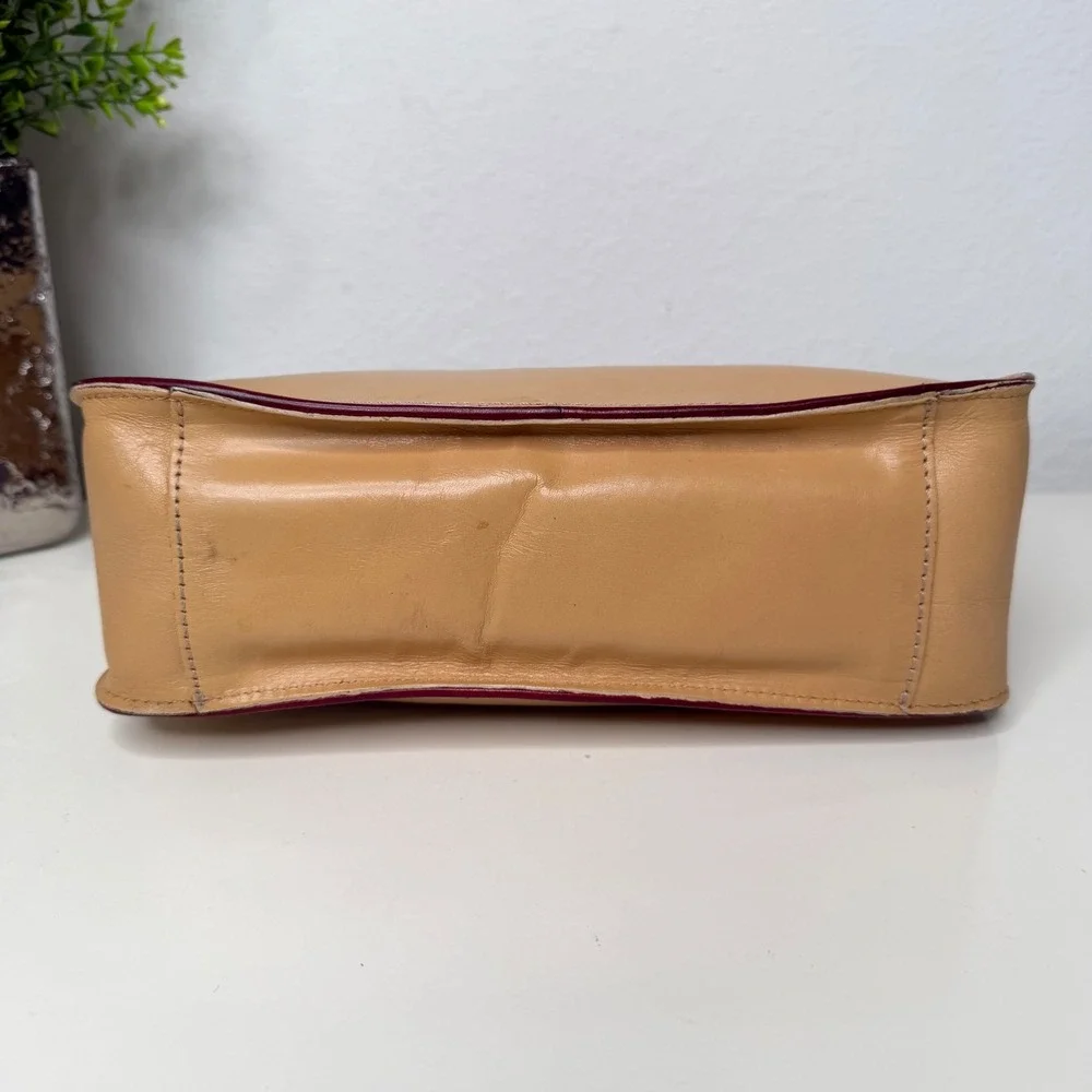 Monsac Leather Handbag Womens Tan Structured Minimalist Office Siren Small